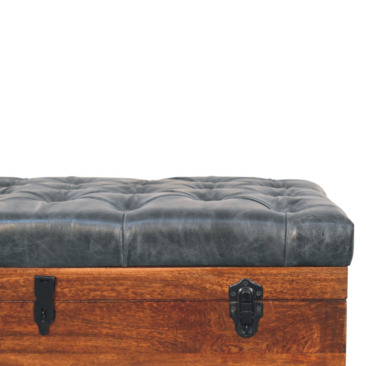 Black Buffalo hide leather Storage Trunk - Living with Luxury
