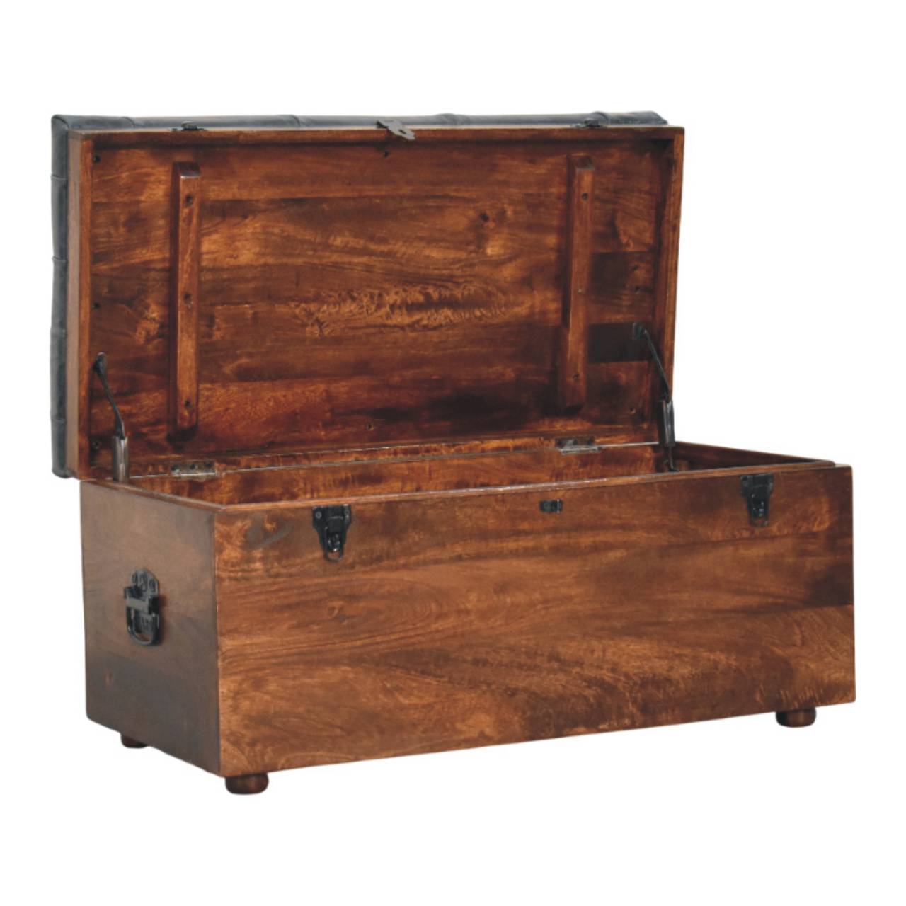 Black Buffalo hide leather Storage Trunk - Living with Luxury