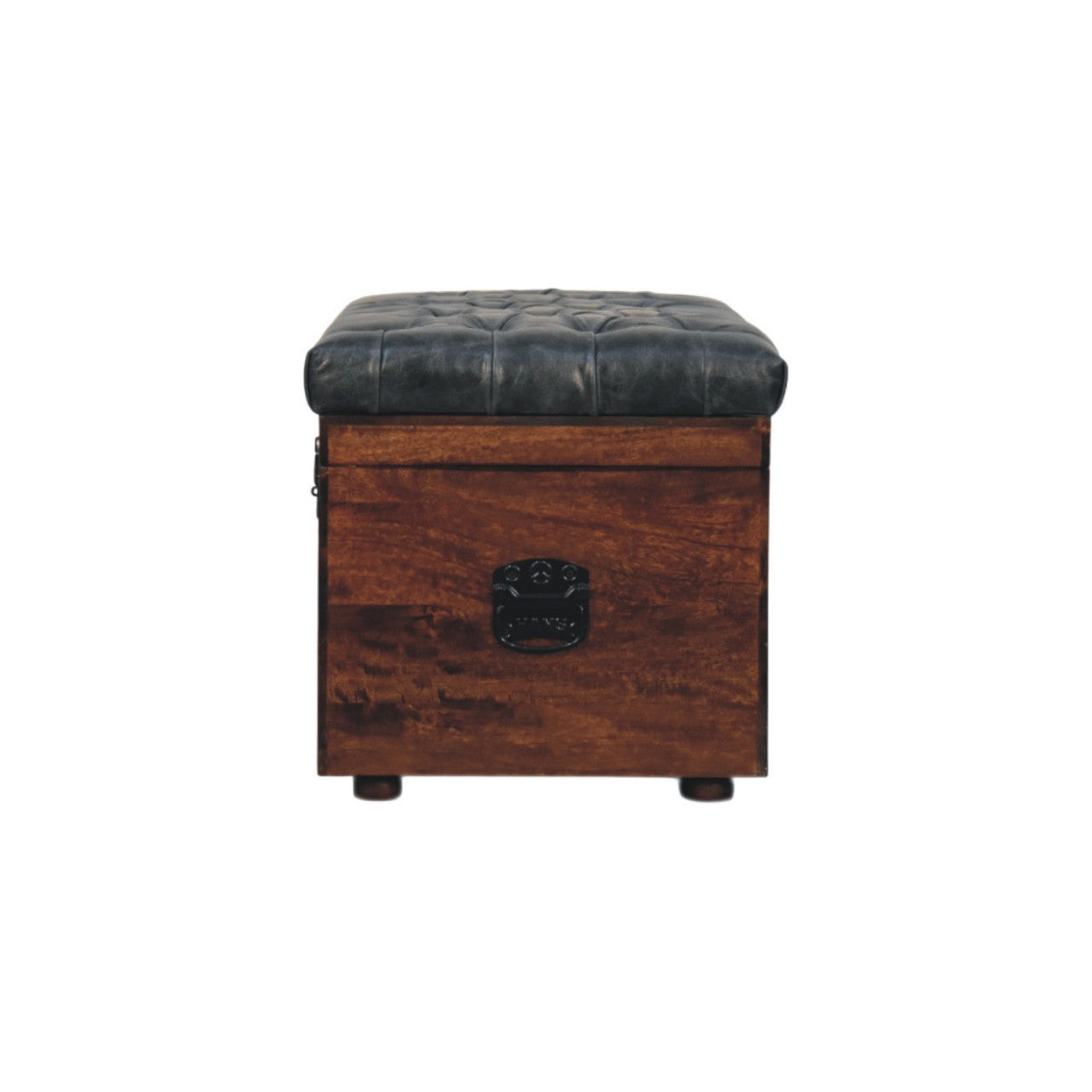 Black Buffalo hide leather Storage Trunk - Living with Luxury