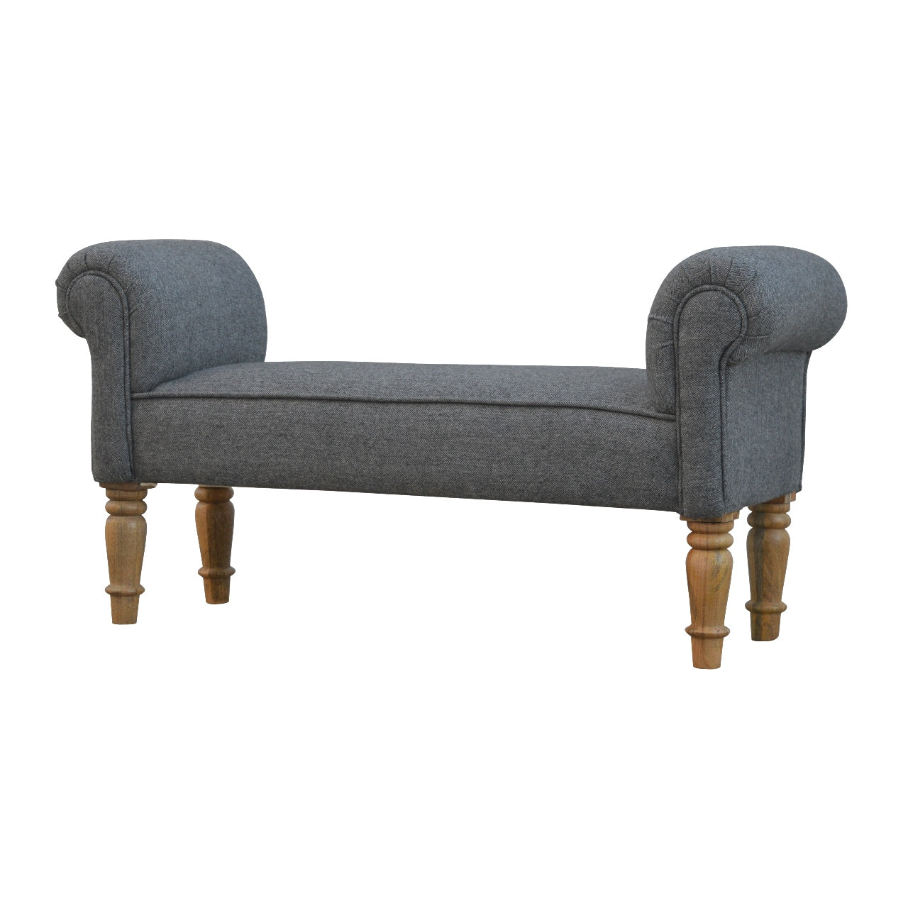 Black Tweed Bench with Turned Feet - Living with Luxury