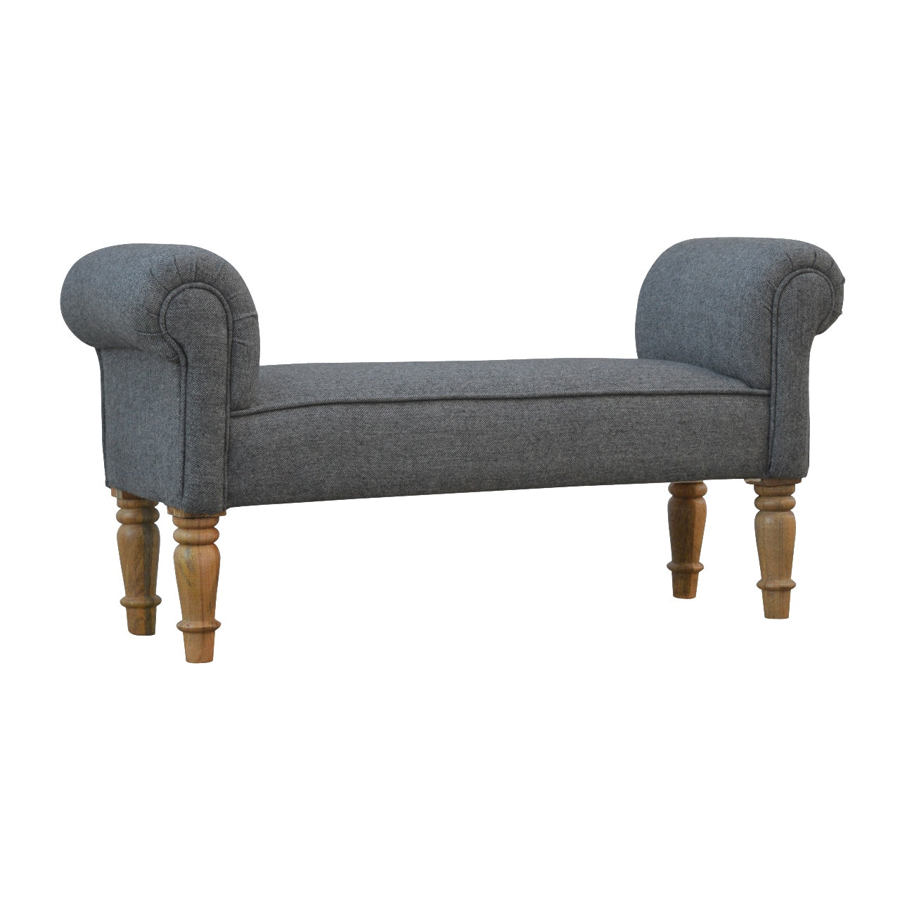 Black Tweed Bench with Turned Feet - Living with Luxury