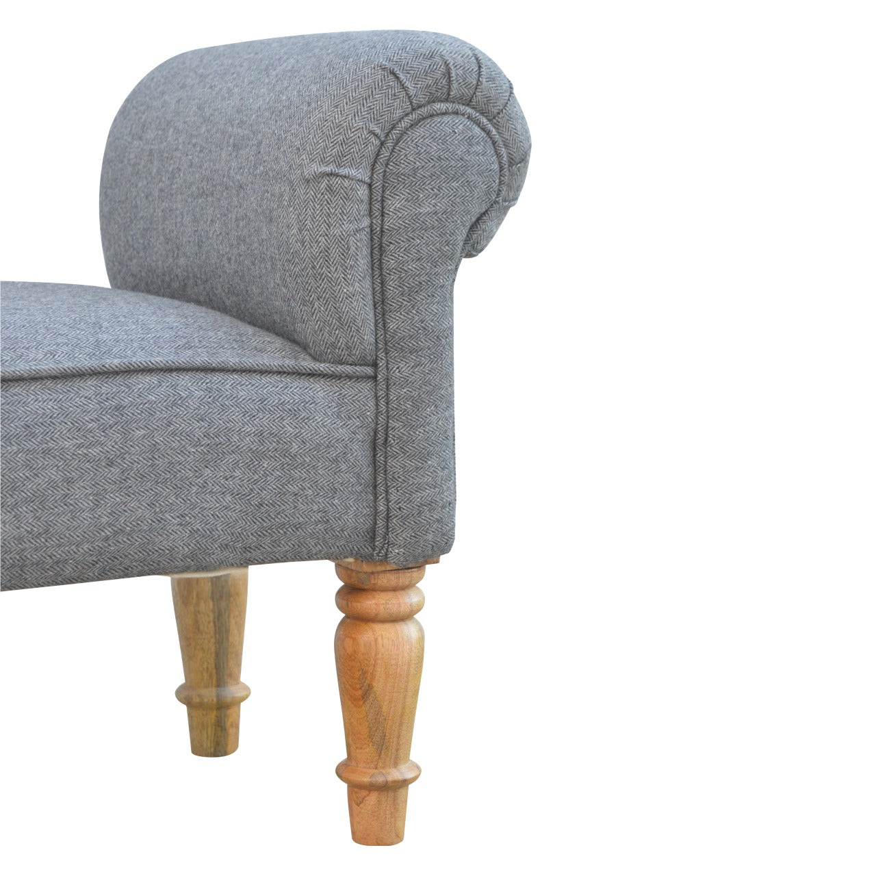 Black Tweed Bench with Turned Feet - Living with Luxury