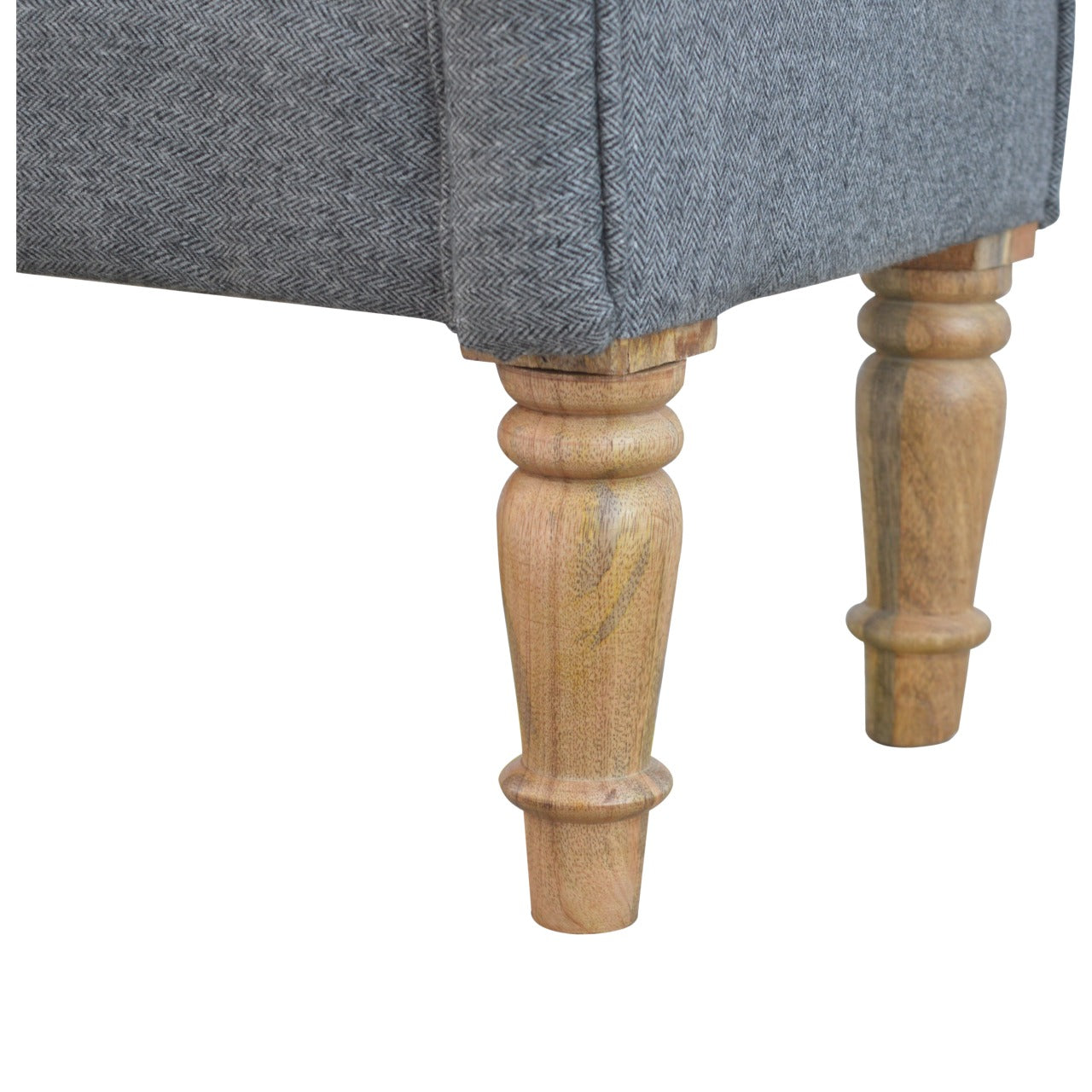 Black Tweed Bench with Turned Feet - Living with Luxury