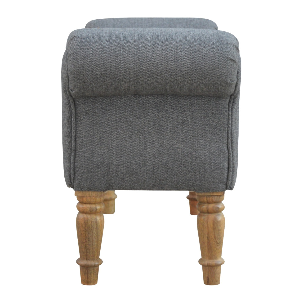 Black Tweed Bench with Turned Feet - Living with Luxury