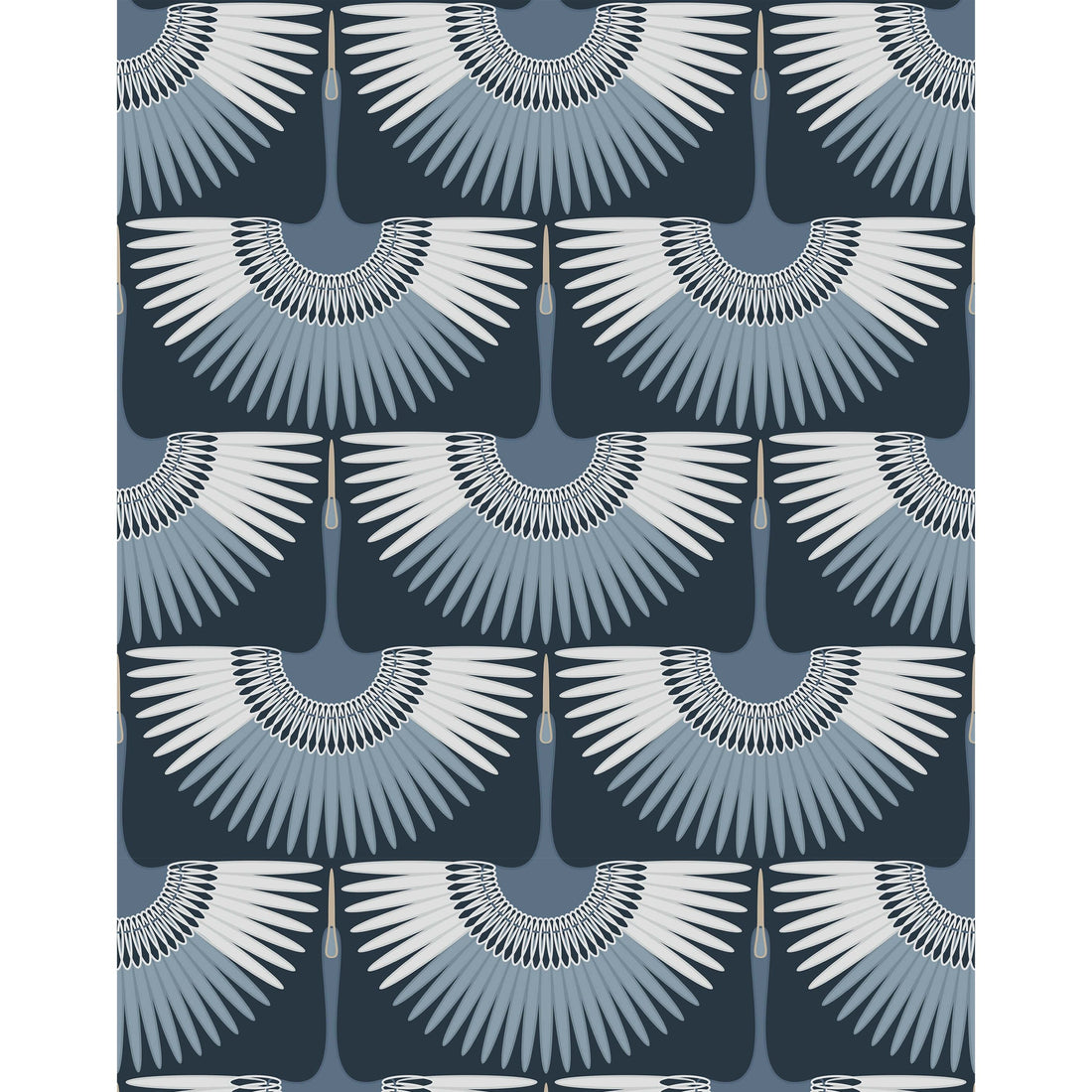 Crane blue designer wallpaper in an elegant interior