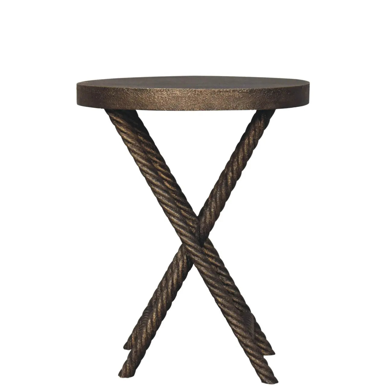 Metallic rope side table — sculptural modern accent table
