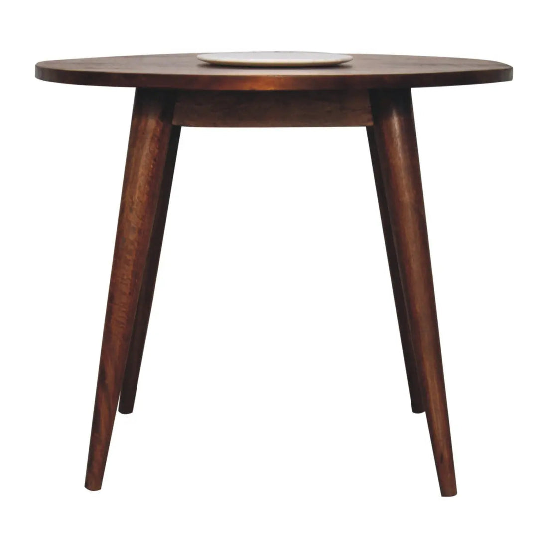 Chestnut round Nordic accent table in solid wood