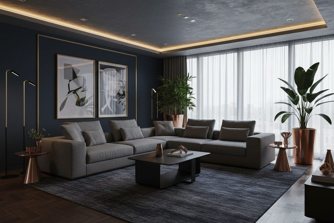 Handcrafted solid wood furniture in a modern living room — made-to-order pieces by Living with Luxury