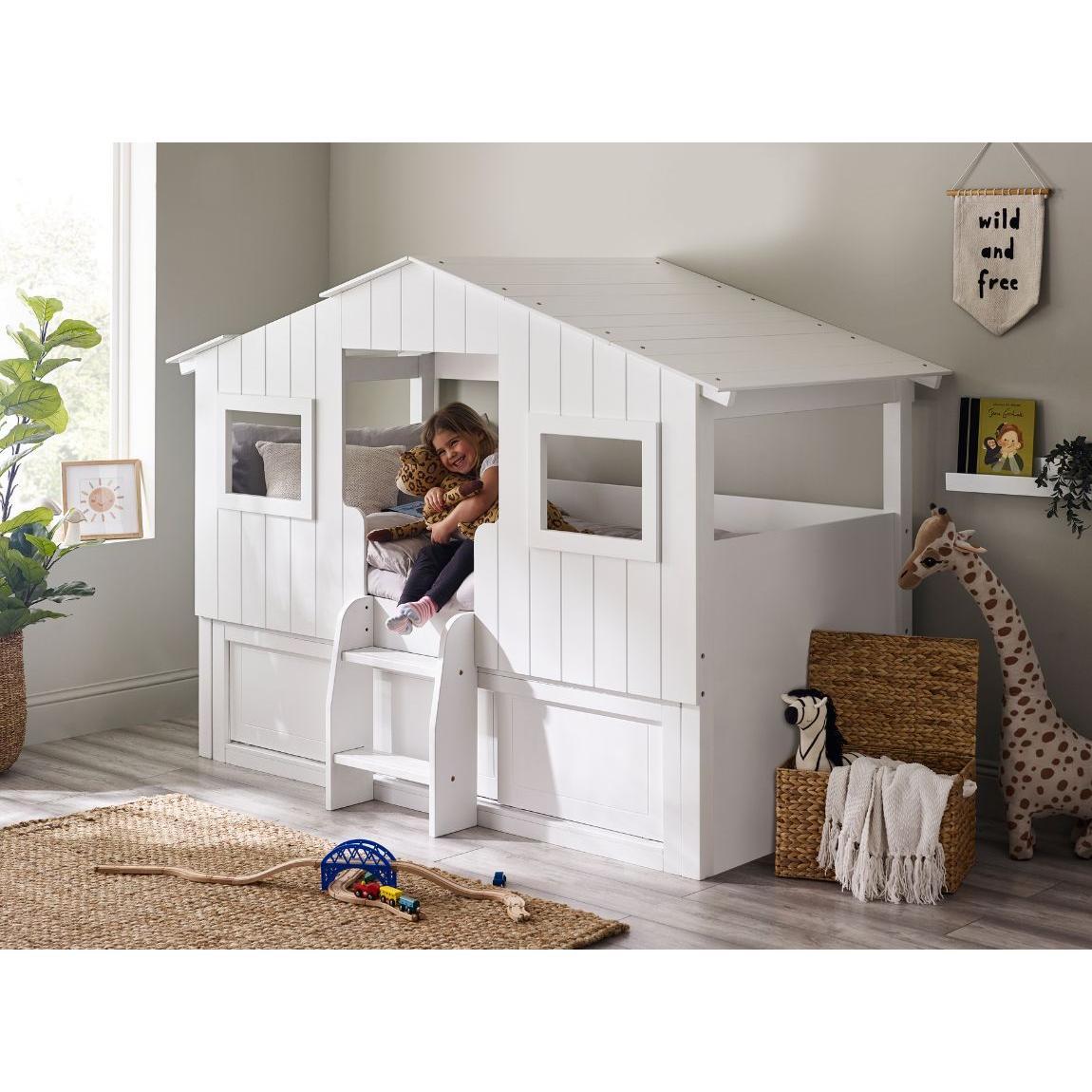 Acorn Treehouse Midsleeper & Storage Unit - White - Living with Luxury