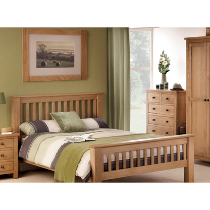Amsterdam Oak High Footend Double Bed - Living with Luxury