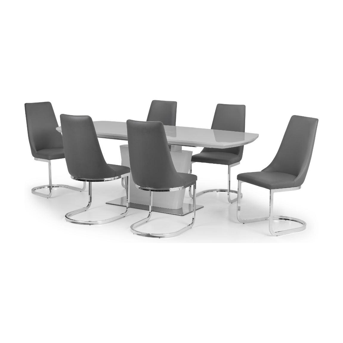 Como High Gloss Extending Table - Grey - Living with Luxury