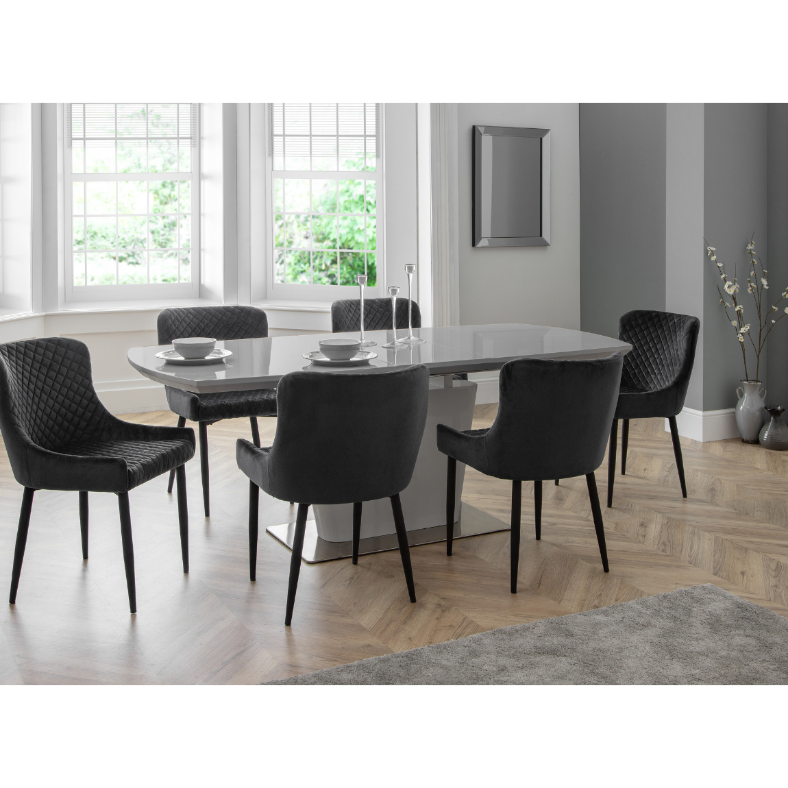 Como High Gloss Extending Table - Grey - Living with Luxury