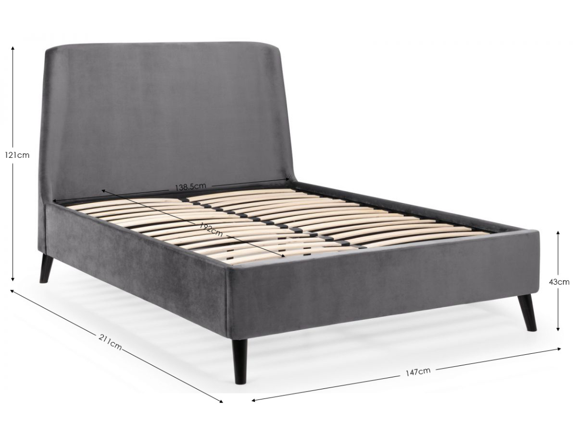 Frida Curved Velvet King Bed - Grey