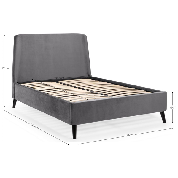 Frida Curved Velvet King Bed - Grey