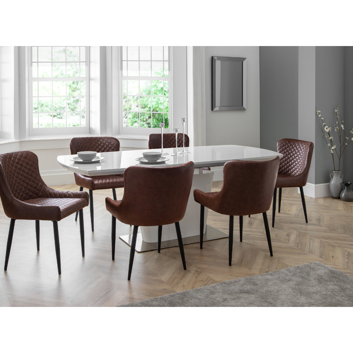 Como High Gloss Extending Table - White - Living with Luxury