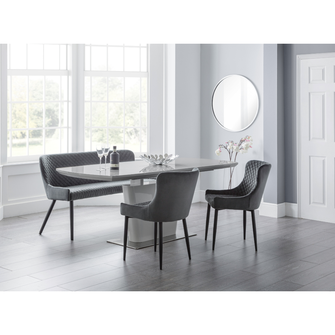 Como High Gloss Extending Table - Grey - Living with Luxury