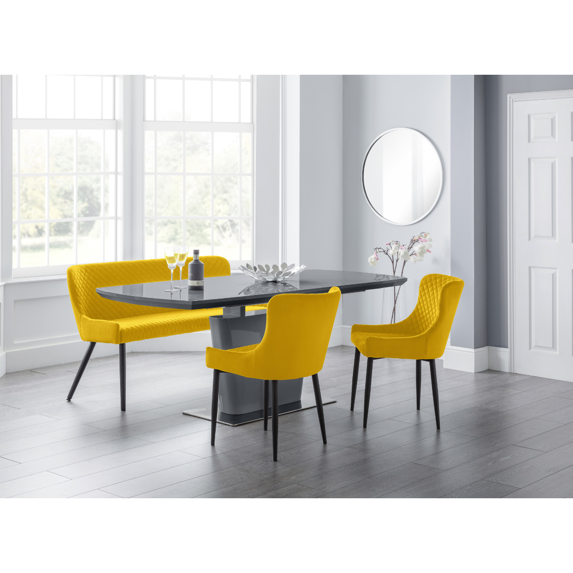 Como High Gloss Extending Table - Grey - Living with Luxury