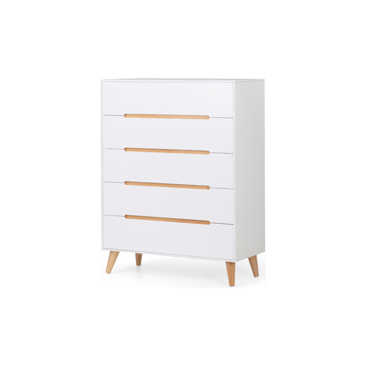 Alicia 5 Drawer Chest - White - Living with Luxury