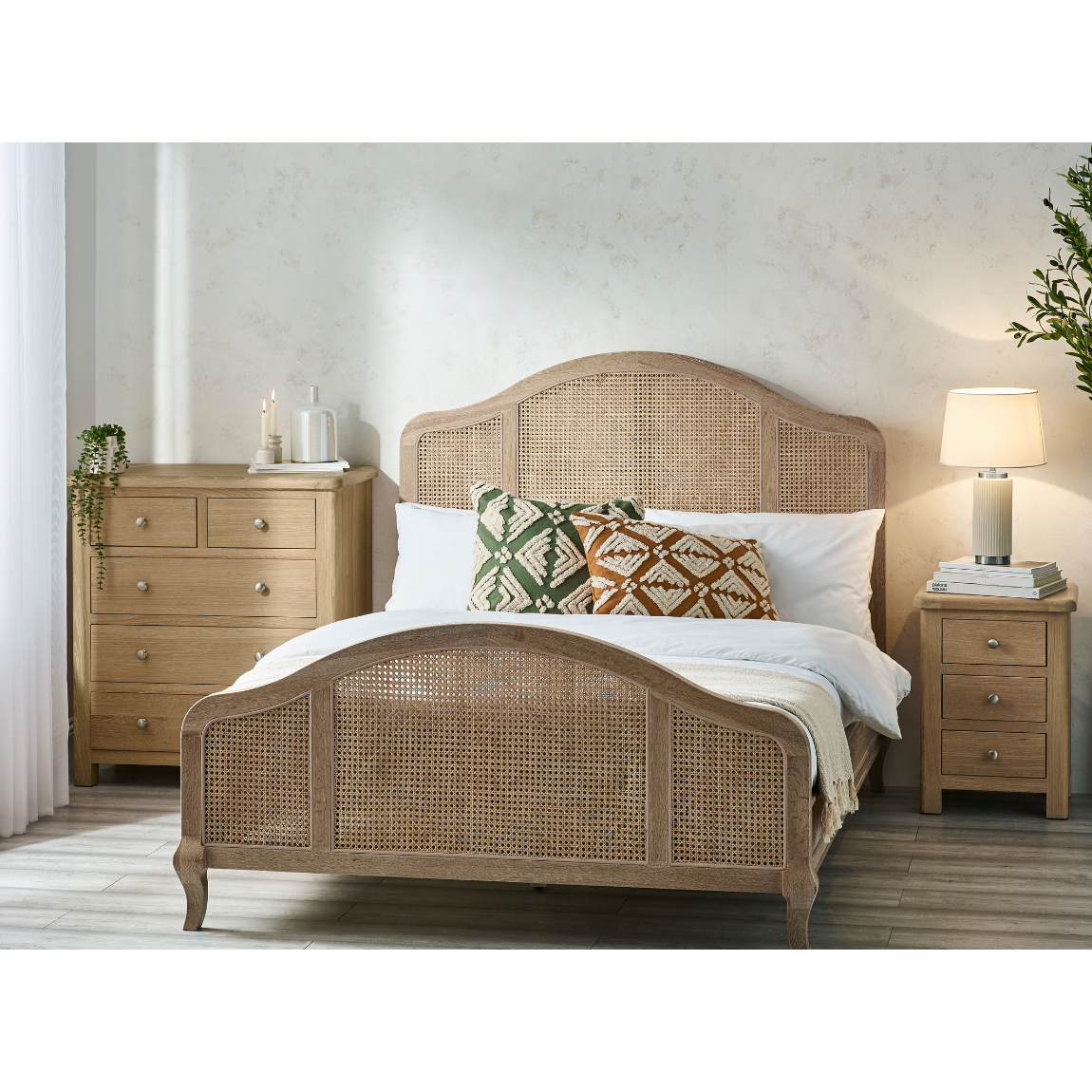 Fleur Rattan Bed - Light Oak - Living with Luxury