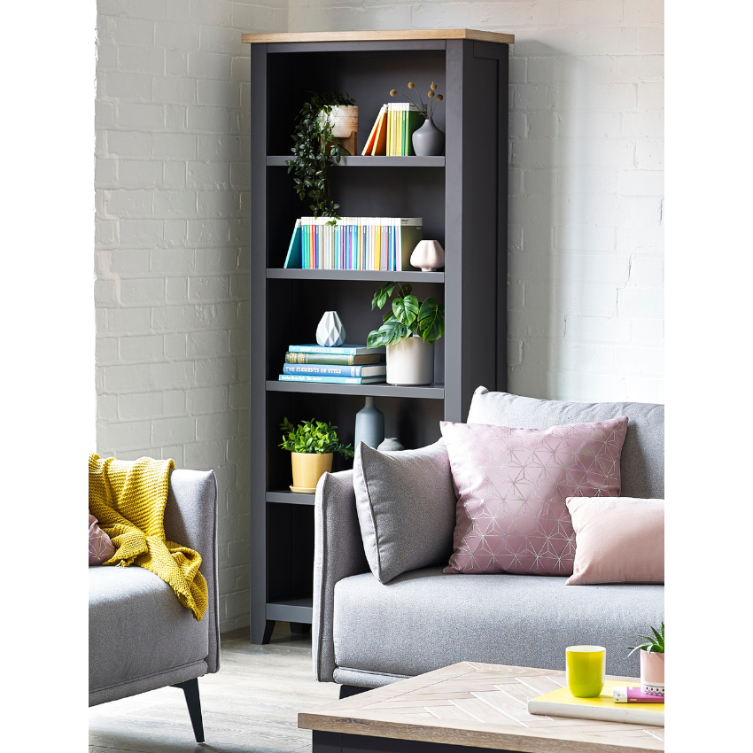 Bordeaux Tall Bookcase Dark Grey - Living with Luxury