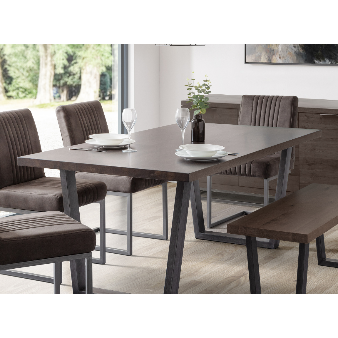 Brooklyn Dining Table - Dark Oak - Living with Luxury