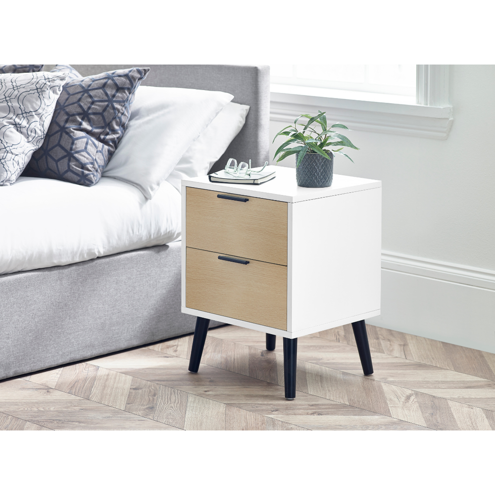 Alba 2 Drawer Bedside - White/Oak