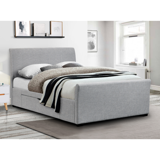 Capri Light Grey with Drawers Double Bed - Living with Luxury