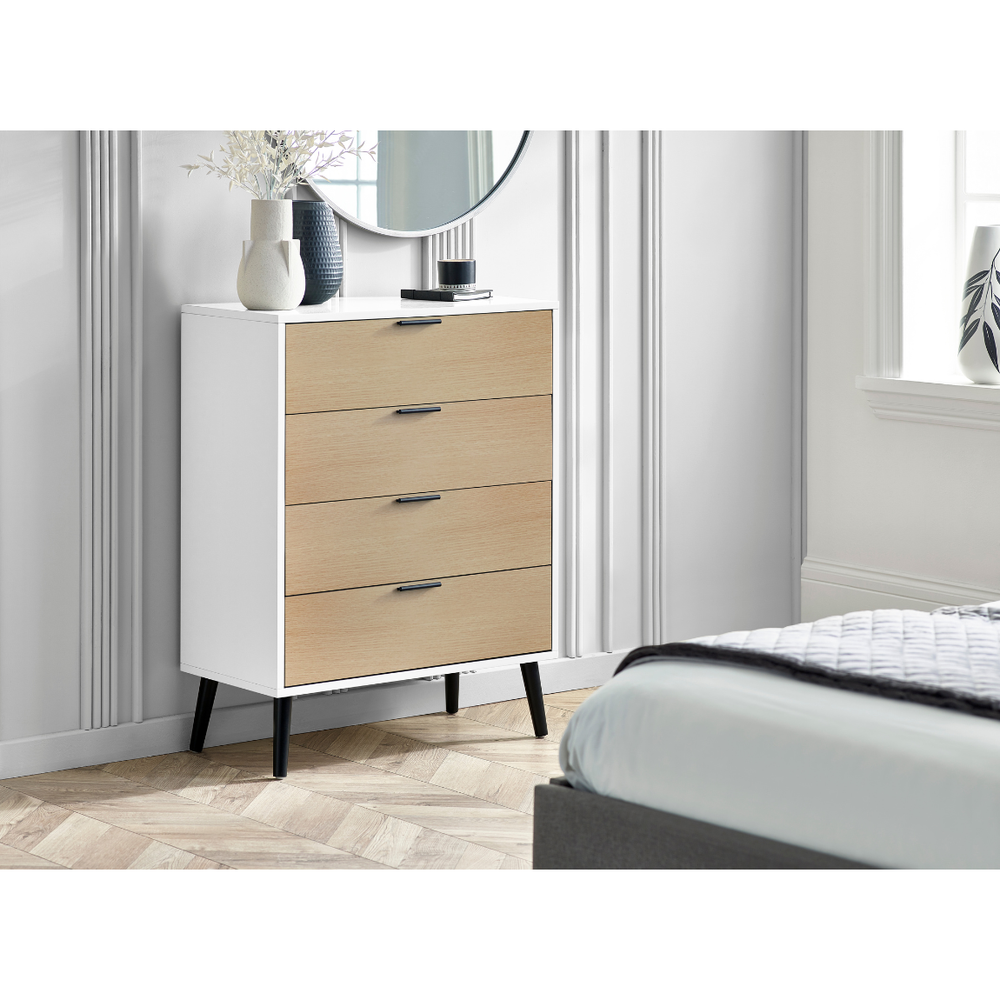 Alba 4 Drawer Wide Chest - White/Oak