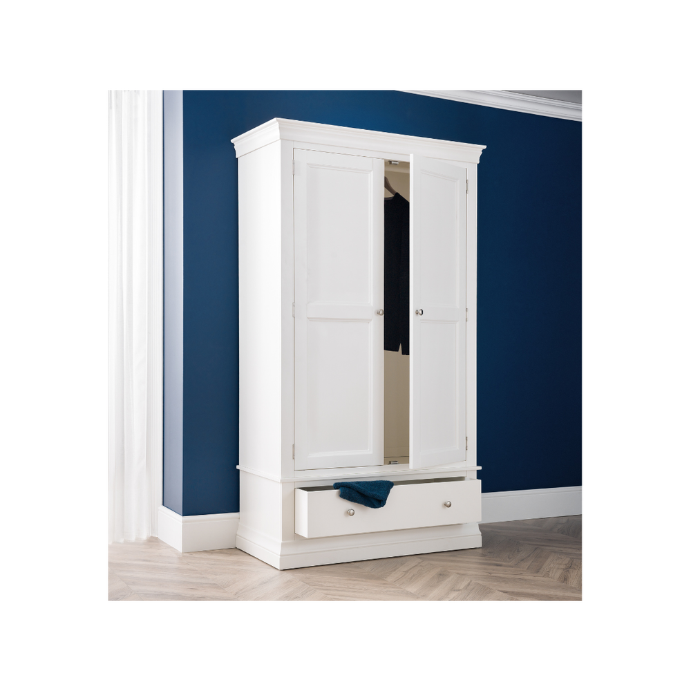 Clermont 2 Door 1 Drawer Wardrobe - Surf White