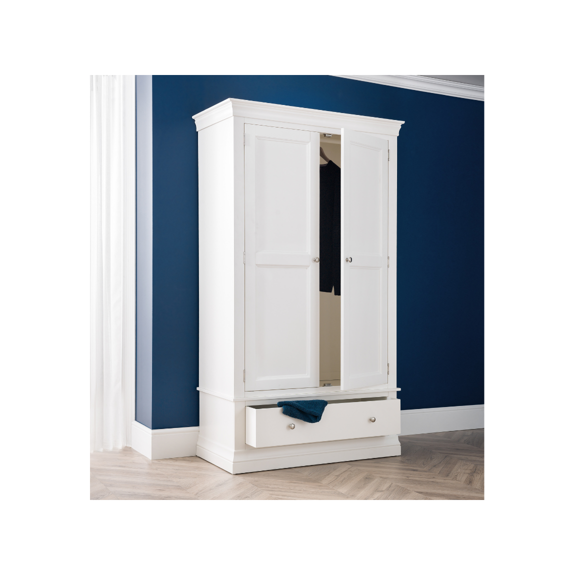 Clermont 2 Door 1 Drawer Wardrobe - Surf White - Living with Luxury