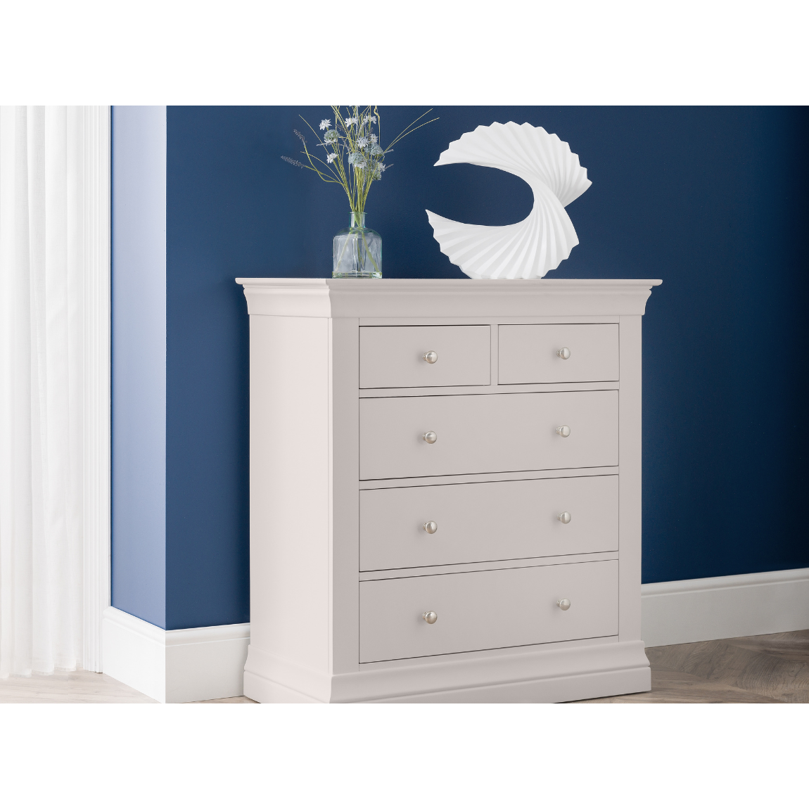 Clermont 3+2 Drawer Chest - Light Grey - Living with Luxury