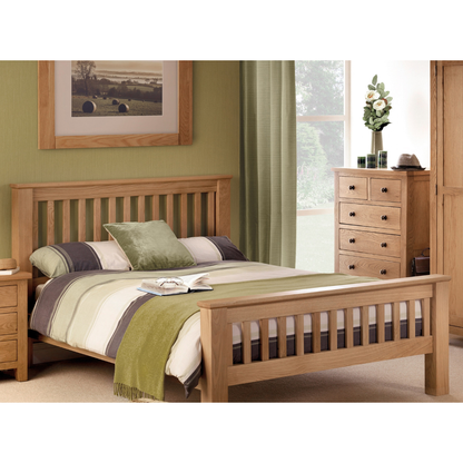 Amsterdam Oak High Footend Double Bed - Living with Luxury