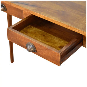 2 Drawer Chestnut Writing Desk | Solid Mango Wood Desk for Home Office