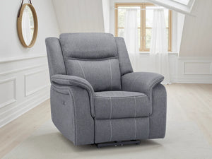 Galaxy Tech Grey Electric Recliner Armchair – Fabric Living Room Chair