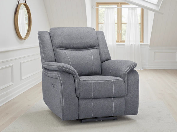 Galaxy Tech Grey Electric Recliner Armchair – Fabric Living Room Chair