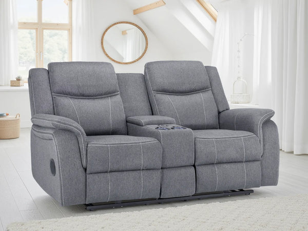 Galaxy Tech Grey 2 Seater Electric Recliner Sofa – Fabric Living Room Sofa