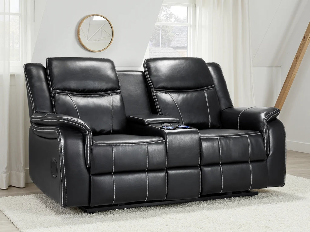 Galaxy Tech Black 2 Seater Electric Recliner Sofa – Premium Leather Living Room Seating