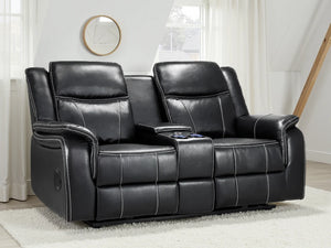 Galaxy Tech Black 2 Seater Electric Recliner Sofa – Leather Living Room Sofa