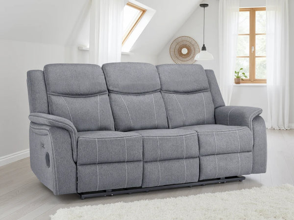 Galaxy Tech Grey 3 Seater Electric Recliner Sofa – Fabric Living Room Sofa