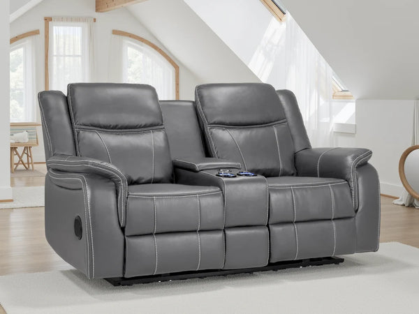 Galaxy Tech Grey 2 Seater Electric Recliner Sofa – Leather Living Room Sofa