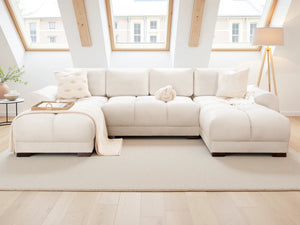 Azzuro Cream U-Shaped Corner Sofa – Upholstered Living Room Sofa