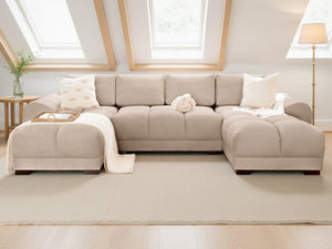 Azzuro Mocha U-Shaped Corner Sofa – Stylish Fabric Living Room Sofa