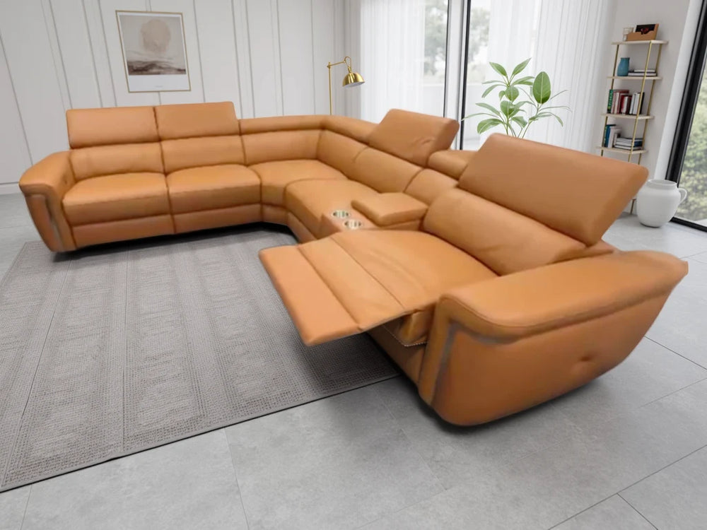 Somerville Tan Large Corner Modular Electric Recliner Sofa – Spacious Living Room Seating