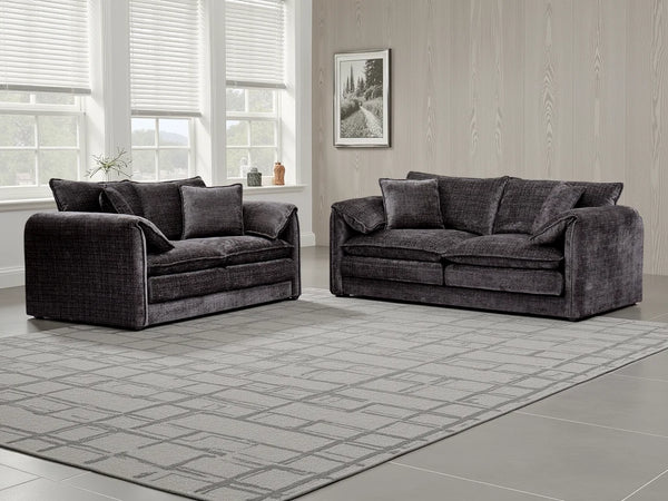 Solaya 3+2 Sofa Set – Black, Green, Beige & Grey Living Room Seating