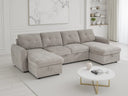 Moscow U Shape Corner Sofabed – Dark Teal, Sage Green, Beige & Grey Sofa