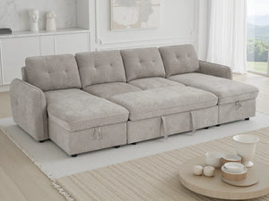 Moscow U Shape Corner Sofabed – Dark Teal, Sage Green, Beige & Grey Sofa