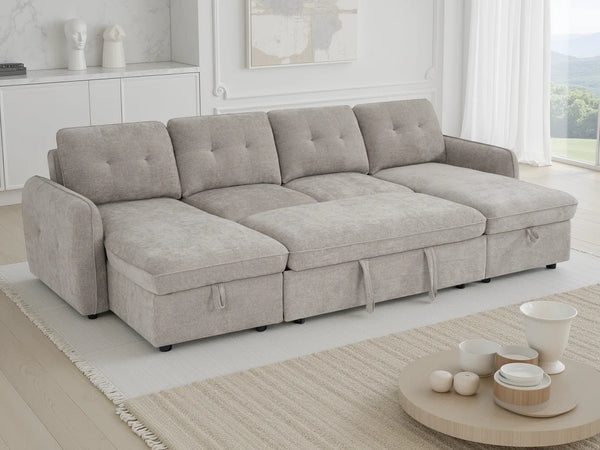 Moscow U Shape Corner Sofabed – Dark Teal, Sage Green, Beige & Grey Sofa