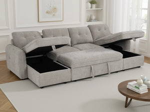 Moscow U Shape Corner Sofabed – Dark Teal, Sage Green, Beige & Grey Sofa