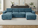 Hudson U-Shaped Corner Sofabed – Beige, Green, Grey & Blue Living Room Sofa