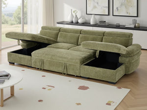 Hudson U-Shaped Corner Sofabed – Beige, Green, Grey & Blue Living Room Sofa